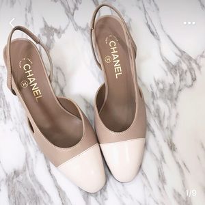 Authentic Chanel slingback nude pink 38.5